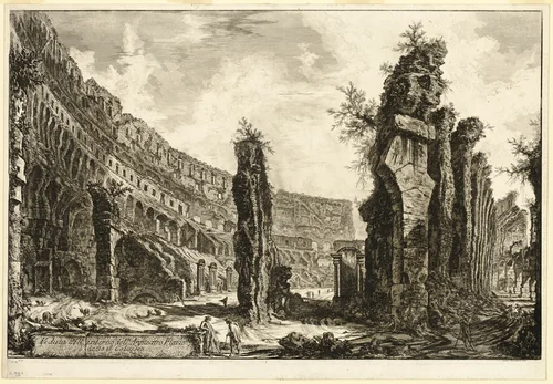 Interior view of the Flavian Amphitheater, called the Colosseum, from Views of Rome by Giovanni Battista Piranesi, print, 1766