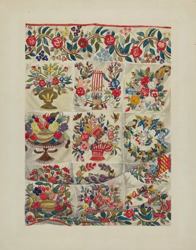 Applique Quilt (Friendship Quilt) by Verna Tallman, index of american design, 1937