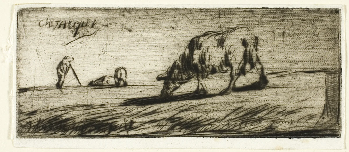 A Sheep Grazing by Jean-François Millet, print, 1849