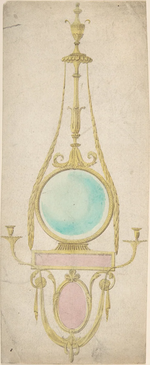 Design for a Girandole with a Circular and Oval Glass by Sir William Chambers, drawing, 1745-1800