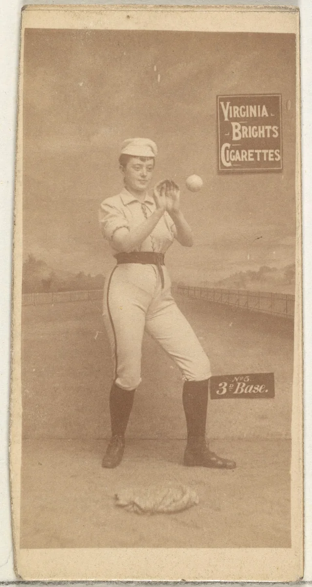 3rd Base, from the Girl Baseball Players series (N48, Type 2) for Virginia Brights Cigarettes by Allen & Ginter, photograph, 1886-1888