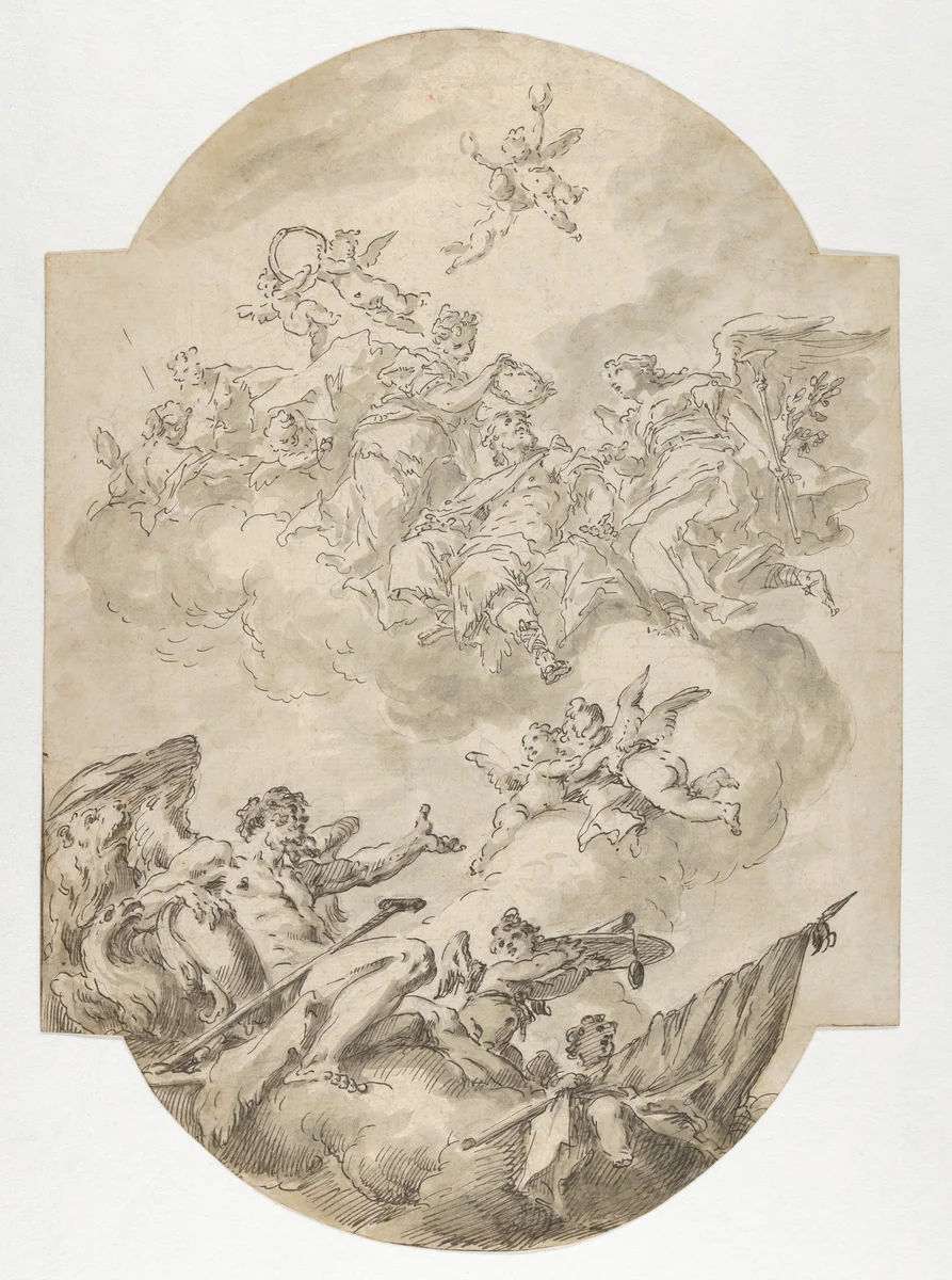Glorification of the Widmann Family by Gaspare Diziani, drawing, 1750-1760