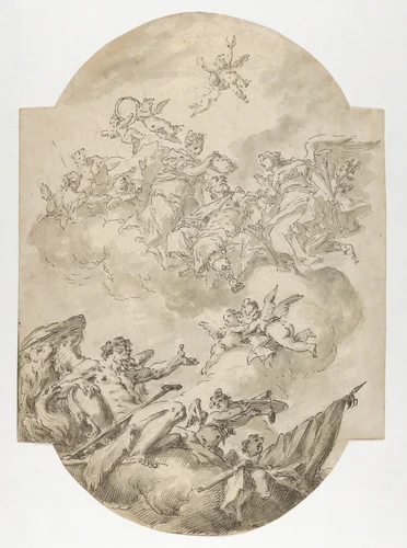 Glorification of the Widmann Family by Gaspare Diziani, drawing, 1750-1760