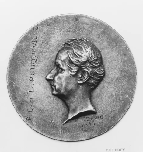 François Charles Hugues Laurent Pouqueville (1770–1838), French traveler in the Orient and man-of-letters by Pierre-Jean David d'Angers, metalwork, 1827