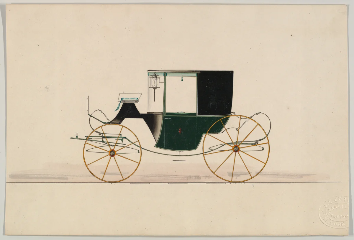 Coupé (unnumbered) by Brewster & Co., drawing, 1850-1870