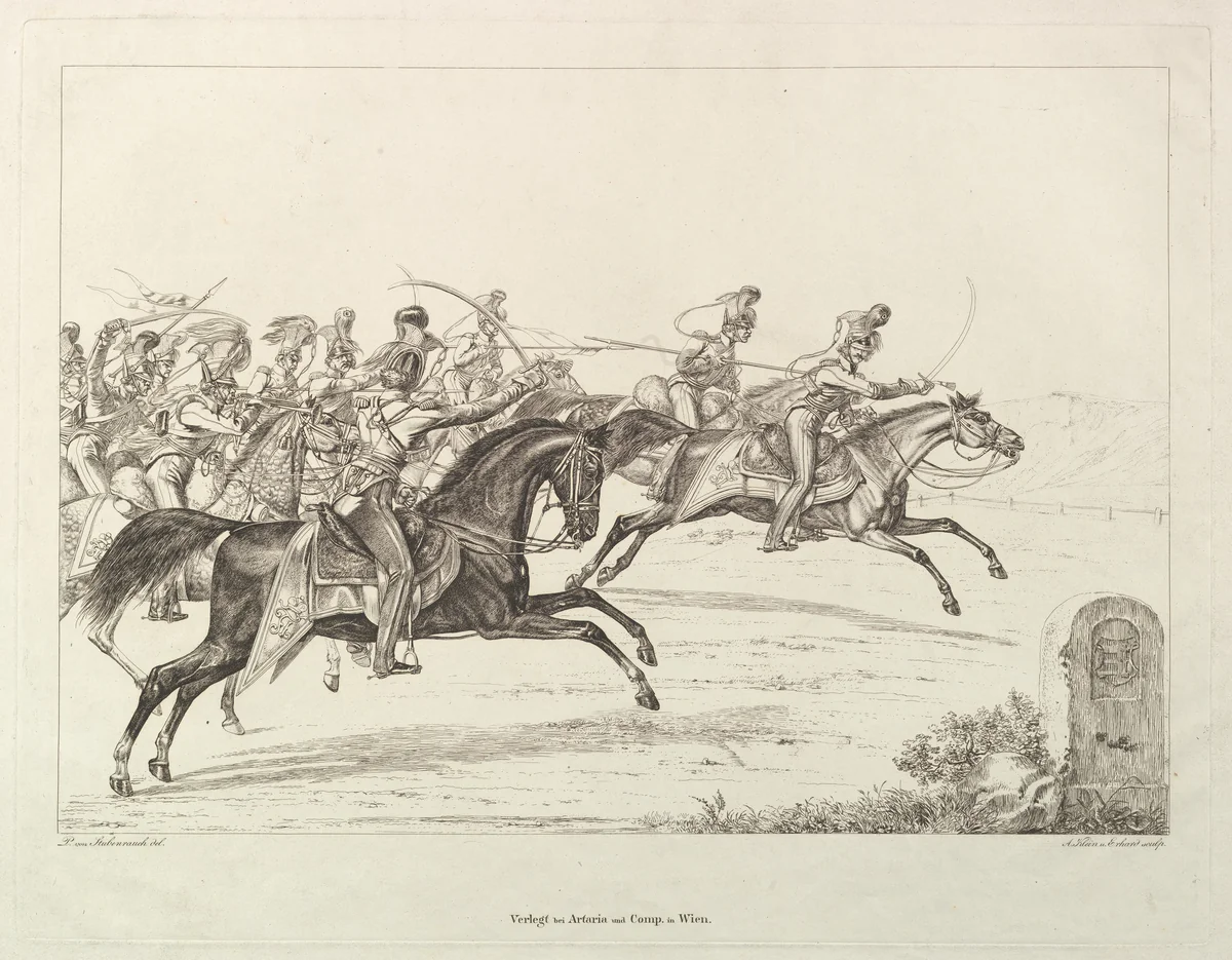 Austrian Lancers by Johann Christoph Erhard, print, 1810-1822