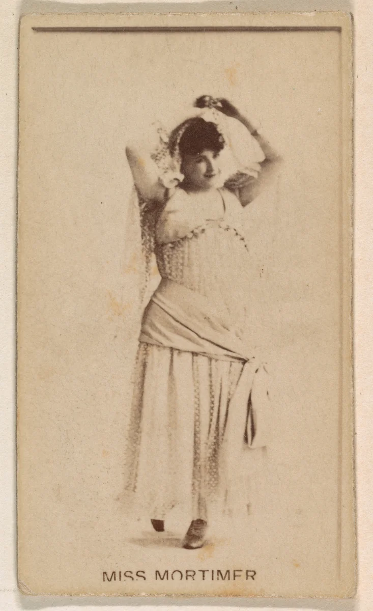 Miss Mortimer, from the Actresses series (N245) issued by Kinney Brothers to promote Sweet Caporal Cigarettes by Kinney Brothers Tobacco Company, photograph, 1890