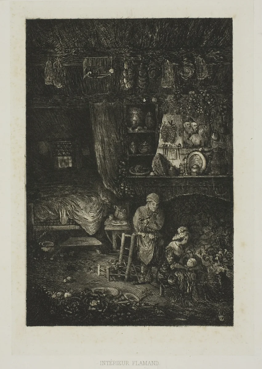 Flemish Interior, from Revue Fantaisiste by Rodolphe Bresdin, print, 1856