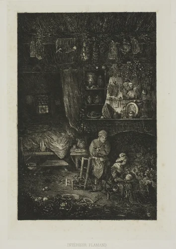 Flemish Interior, from Revue Fantaisiste by Rodolphe Bresdin, print, 1856