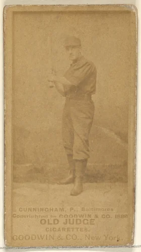 Cunningham, Pitcher, Baltimore Orioles, from the Old Judge series (N172) for Old Judge Cigarettes by Goodwin & Company, photograph, 1888