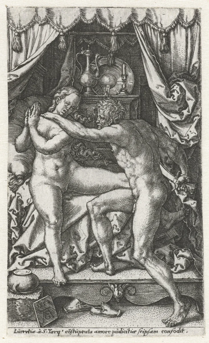 Lucretia en Sextus Tarquinius by Unknown, print, 1553