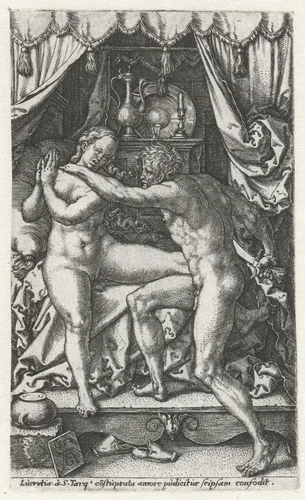 Lucretia en Sextus Tarquinius by Unknown, print, 1553
