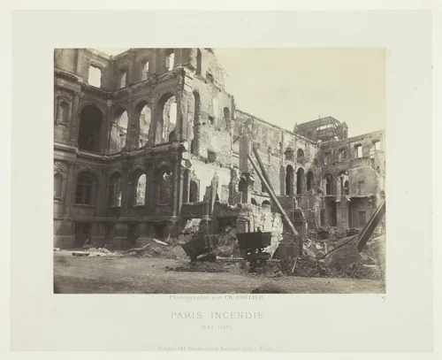 Paris Fire (Court of Honor at City Hall), from the series "Paris Incendié" by Charles Soulier, photograph, 1871