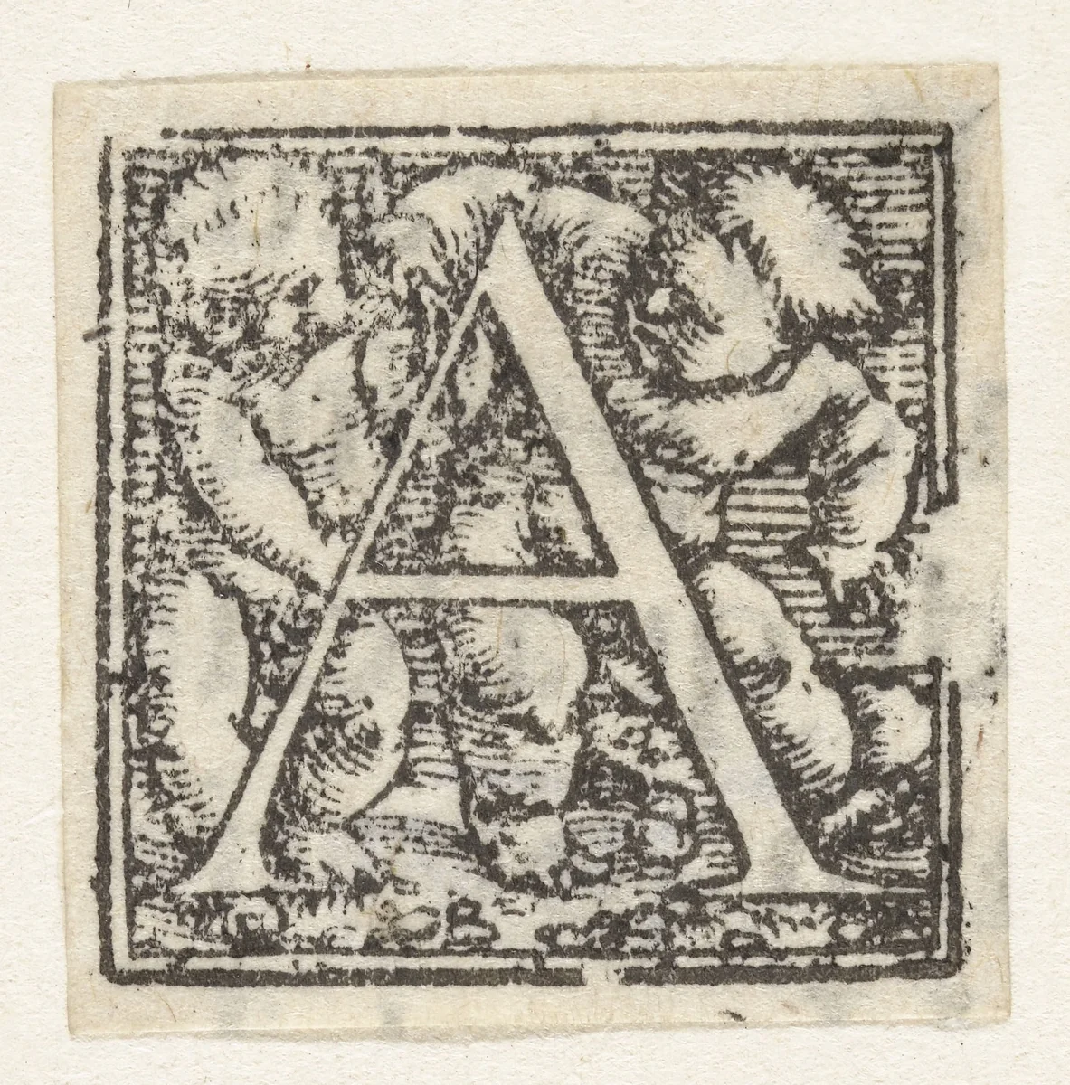 Letter A en twee kinderen by Hans Holbein, print, 1522-1526