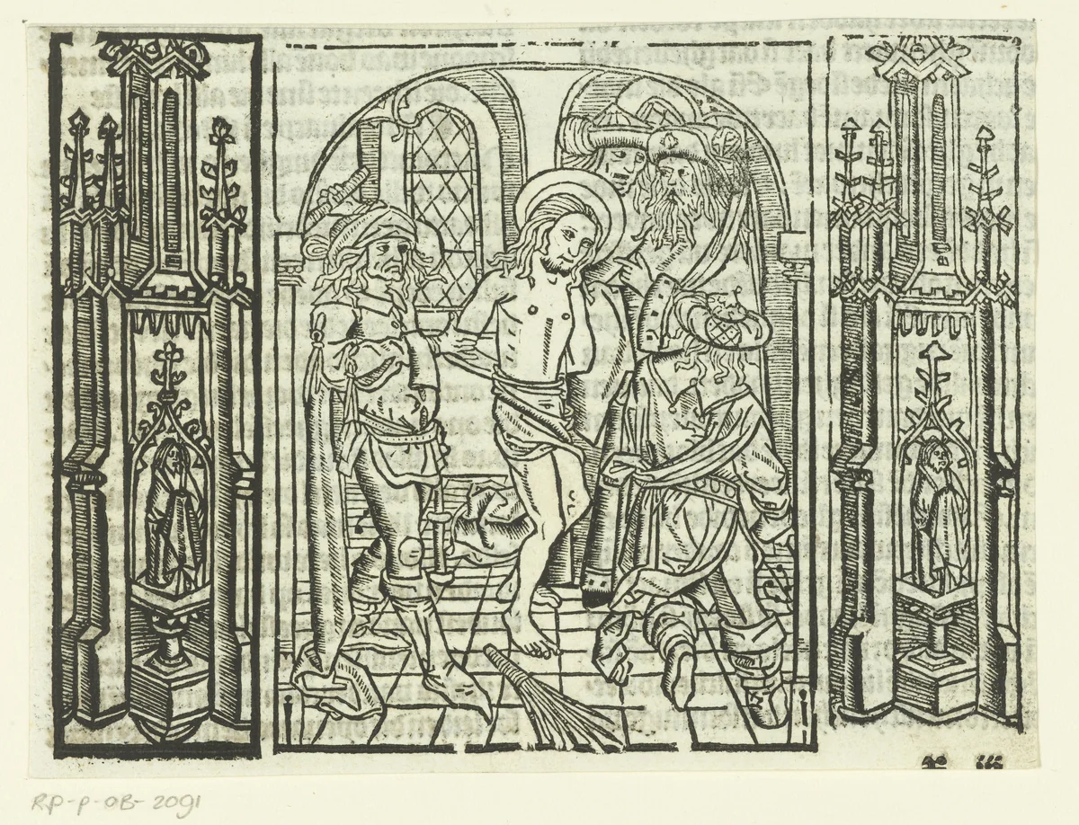De geseling van Christus by Unknown, print, 1480-1500