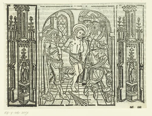 De geseling van Christus by Unknown, print, 1480-1500