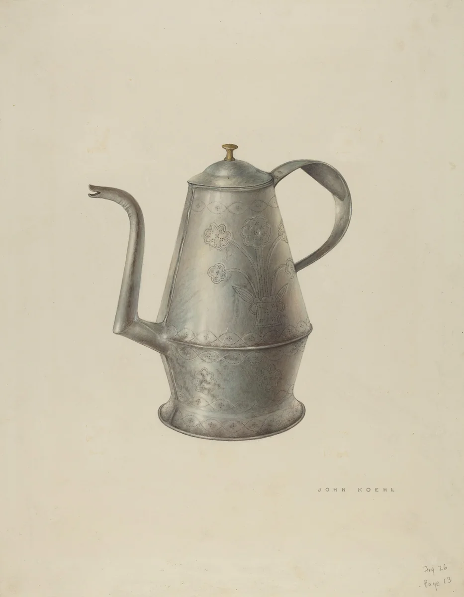 Coffee Pot by John Koehl, index of american design, 1938