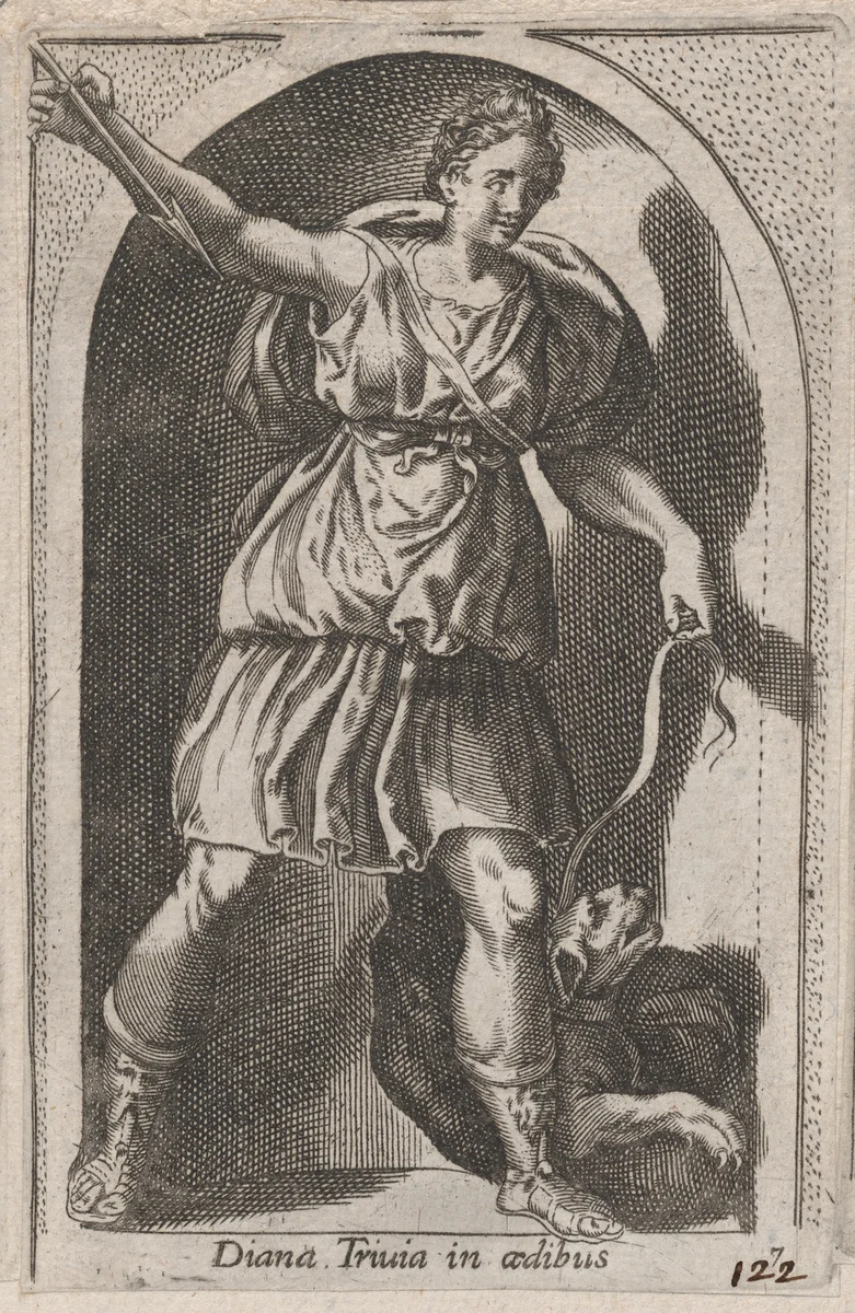 Diana (Diana Triuia in aedibus), from "Speculum Romanae Magnificentiae" by anonymous, print, 1530-1580