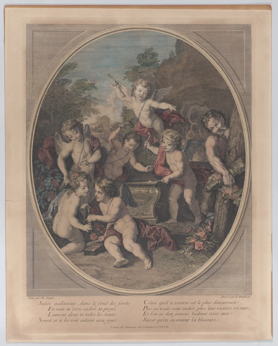Bold satire in the depths of the forest (Satire audacieux, dans le fond des forets) by Louis Desplaces, print, 1714-1739