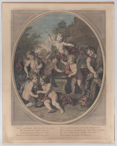 Bold satire in the depths of the forest (Satire audacieux, dans le fond des forets) by Louis Desplaces, print, 1714-1739