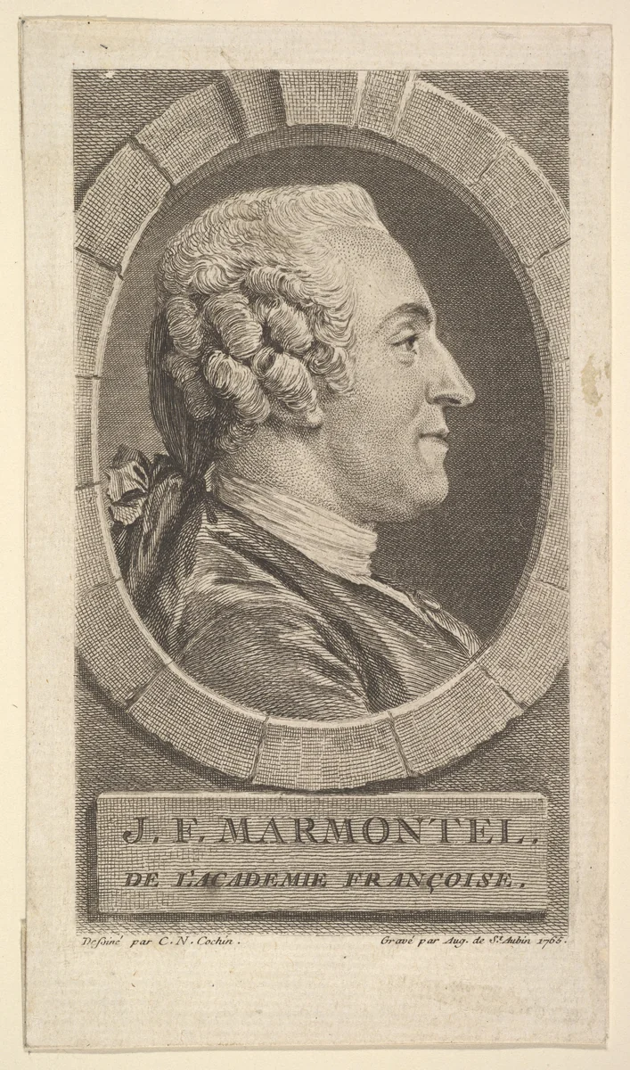 Portrait of Jean-Francoise Marmontel by Augustin de Saint-Aubin, print, 1765
