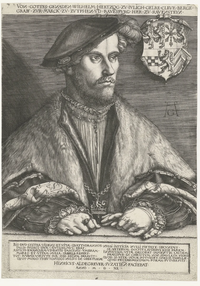 Portret van Willem II, hertog van Gelre, Kleef, Gulik en Berg by Unknown, print, 1540