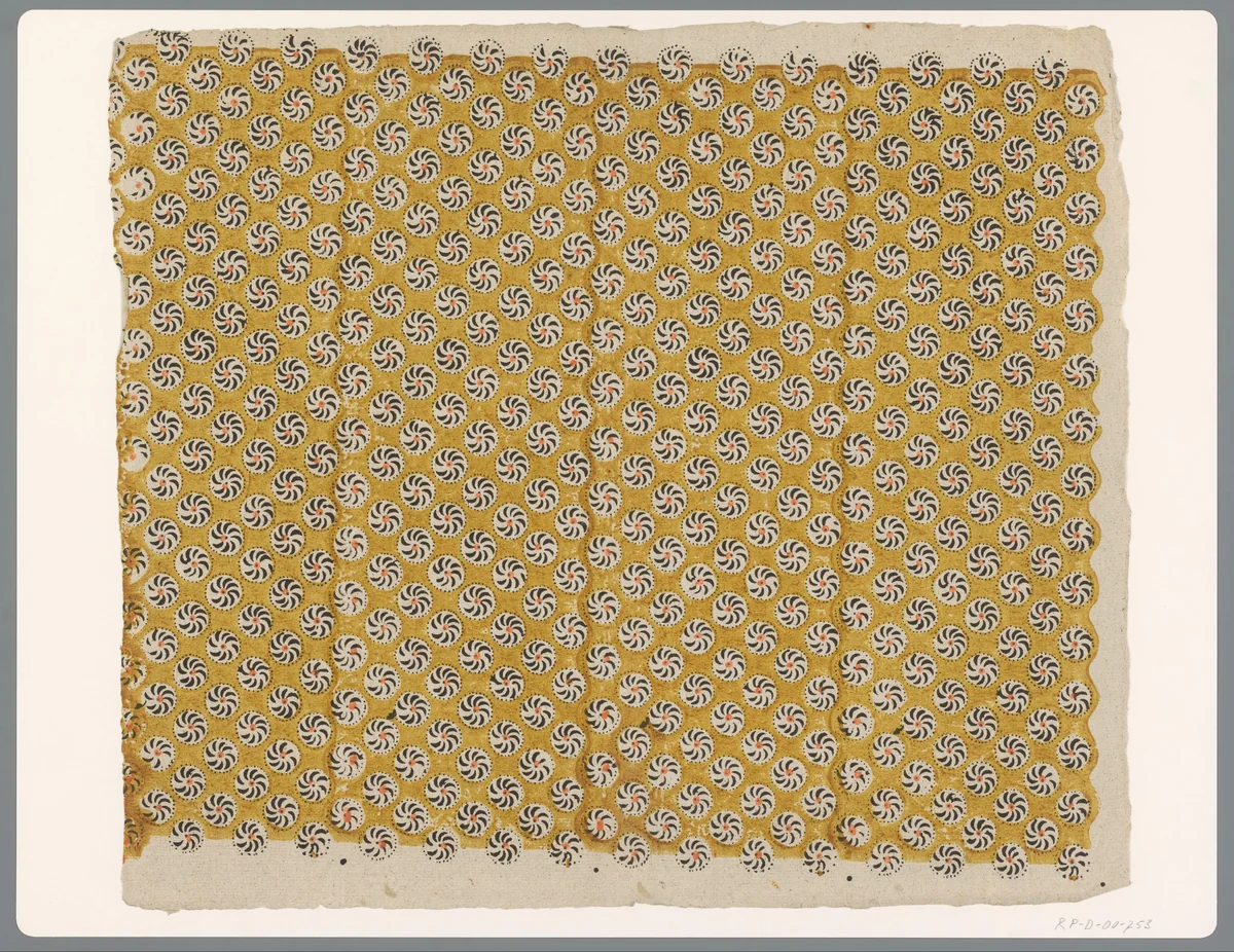 Blad met strooipatroon van draaiwielmotief by anonymous, print, 1750-1950