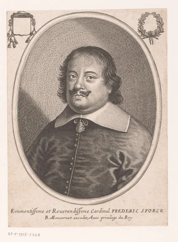 Portret van Federico Sforza by anonymous, print, 1623-1668