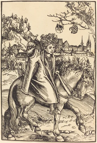 A Saxon Prince on Horseback by Lucas Cranach, print, 1506