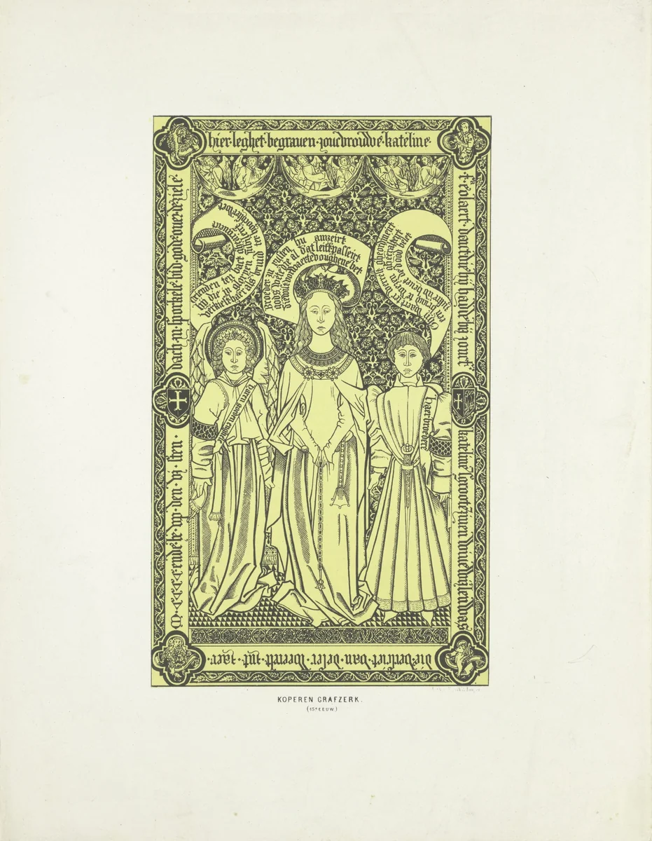 Koperen grafzerk, 15e eeuw by anonymous, print, 1857-1864