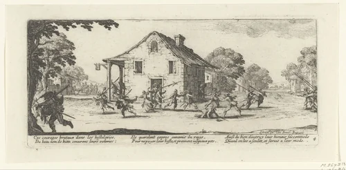 Soldaten plunderen een herberg by Jacques Callot, print, 1633