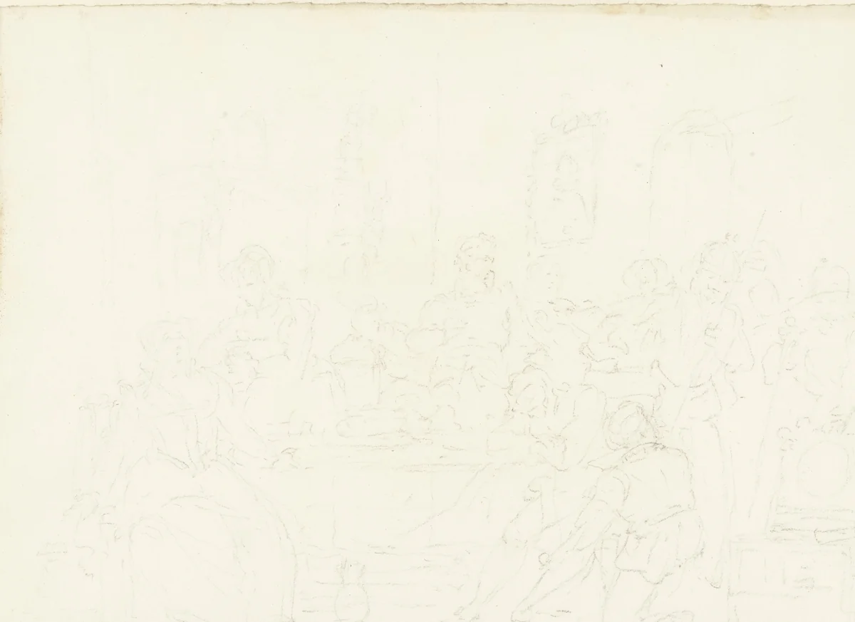 De arrestatie van Pieter Dirksz. Hasselaer by Pieter Bartholomeusz. Barbiers, drawing, 1782-1837