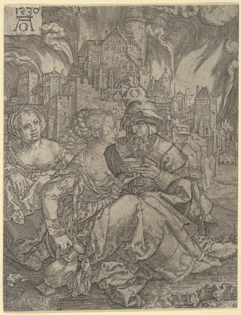 Lot and His Daughters by Heinrich Aldegrever, print, 1530