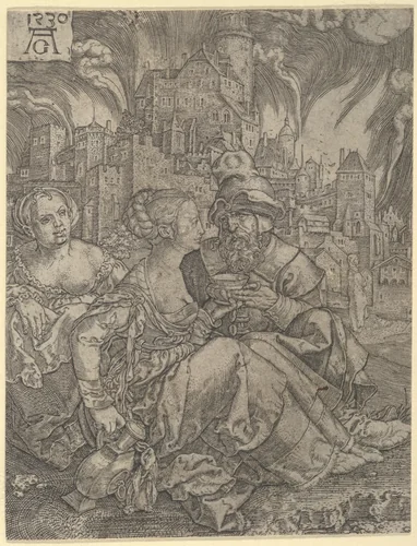 Lot and His Daughters by Heinrich Aldegrever, print, 1530