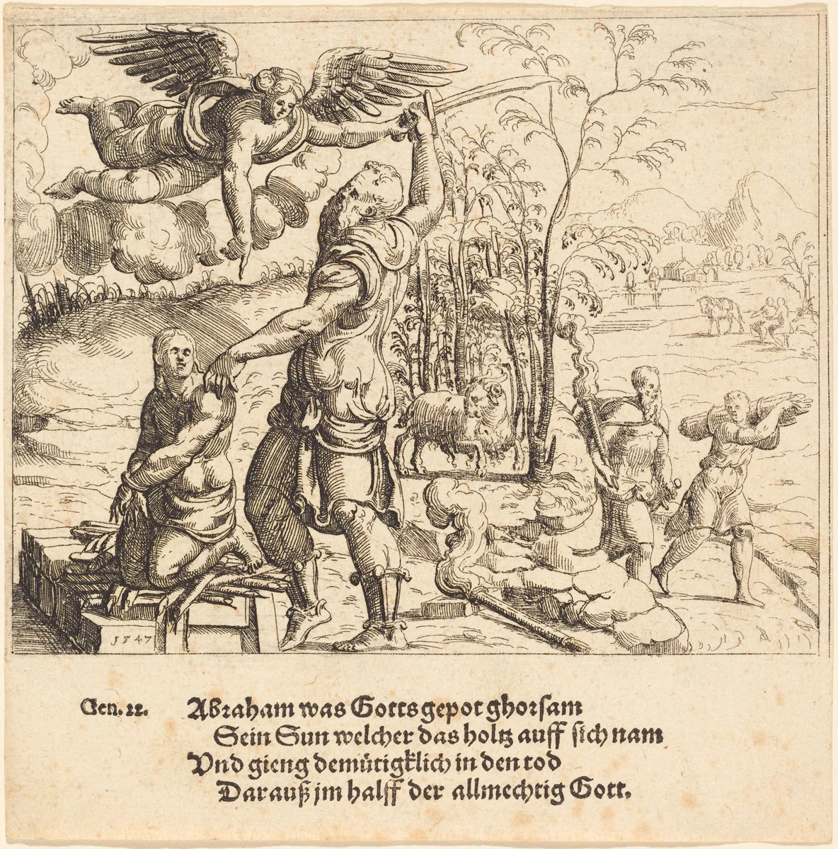 The Sacrifice of Isaac by Augustin Hirschvogel, print, 1547