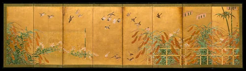 Autumn Millet and Small Birds by Kano Sanraku (狩野山楽), painting, 1559-1635