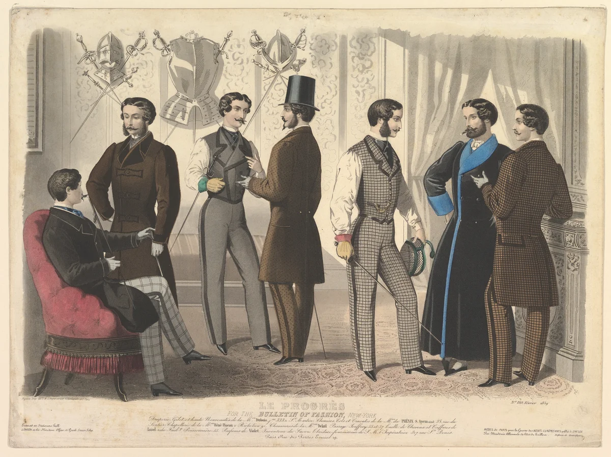 Le Progrès, for the Bulletin of Fashion, New York, No. 110, from Modes de Paris by anonymous, print, 1859