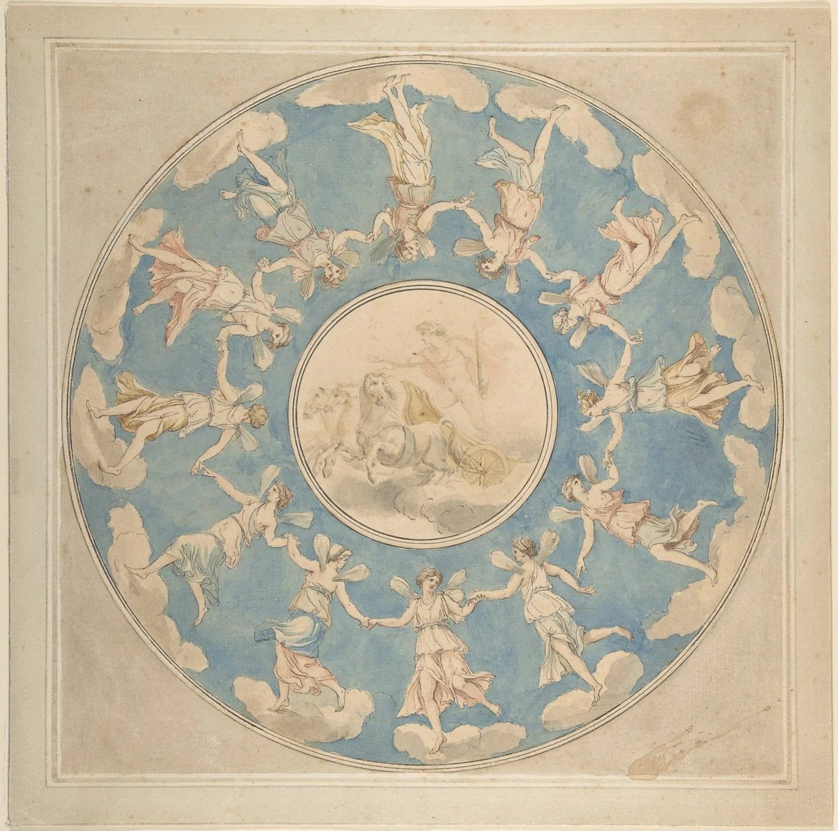 Design for Ceiling: Apollo and the Hours by Angelica Kauffmann, drawing, 1760-1807