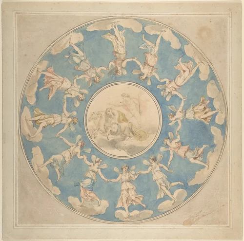 Design for Ceiling: Apollo and the Hours by Angelica Kauffmann, drawing, 1760-1807