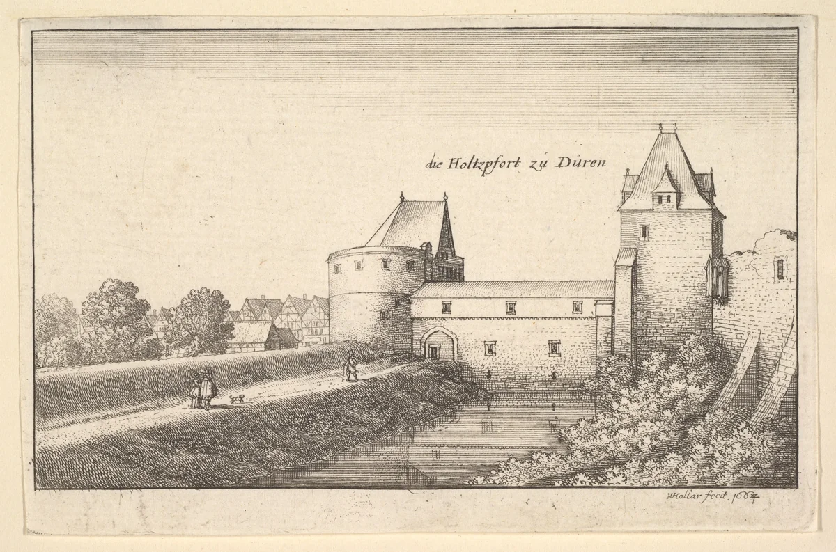 Fortified gate at Düren, from "European Views" by Wenceslaus Hollar, print, 1664