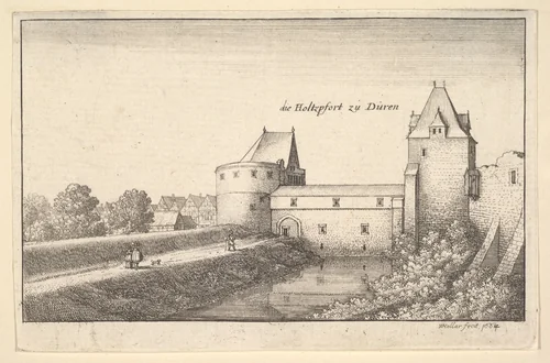Fortified gate at Düren, from "European Views" by Wenceslaus Hollar, print, 1664
