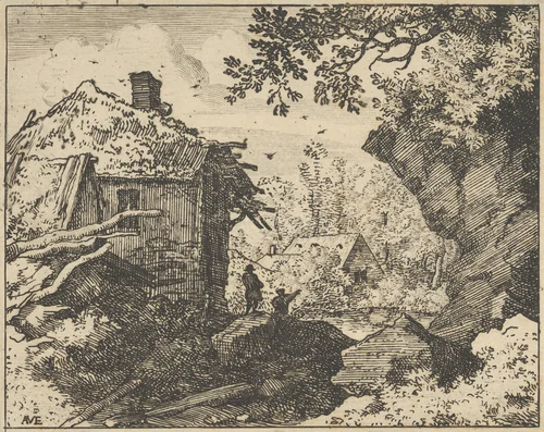 The Straw Hut Seen from Behind by Allart van Everdingen, print, 1621-1675