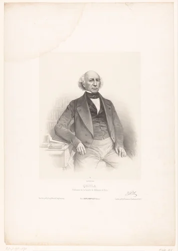 Portret van de toxicoloog en chemicus Mathieu Orfila by Marie Alexandre Alophe, print, 1852