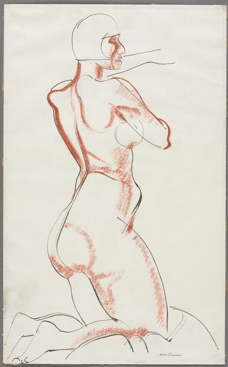 Nude Figure by William Sommer, drawing, 1922-1927
