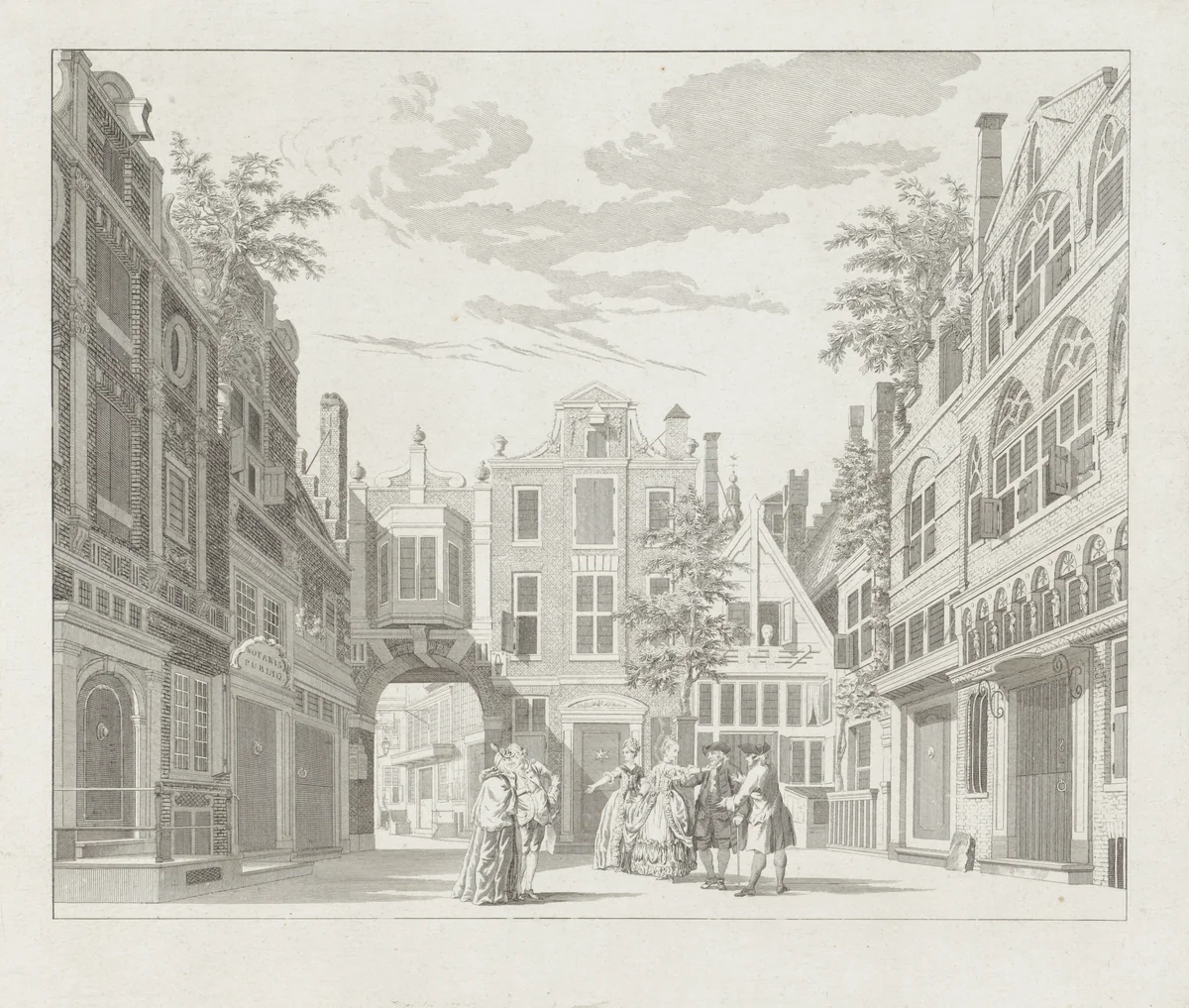 Toneeldecor: De Burger-Buurt by Reinier Vinkeles, print, 1775
