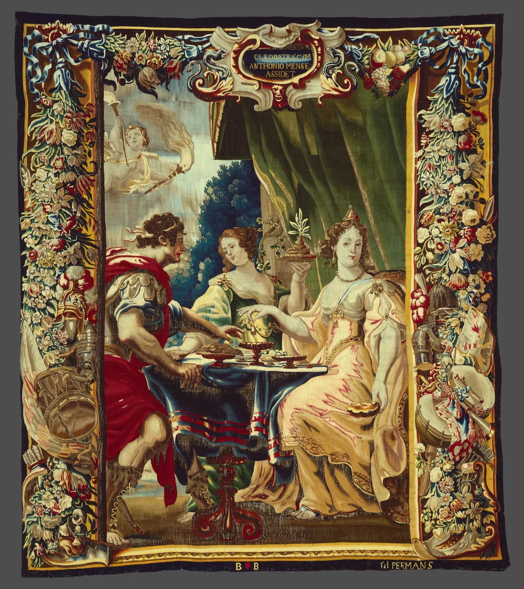 Cleopatra and Antony Enjoying Supper, from The Story of Caesar and Cleopatra by Justus van Egmont, textile, 1670-1690
