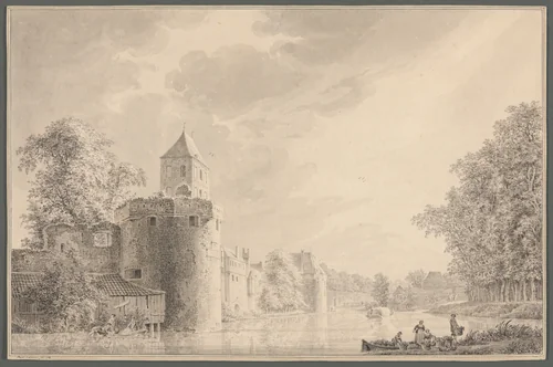 The City Walls of Utrecht by the "Plompetoren" by Paulus van Liender, drawing, 1763