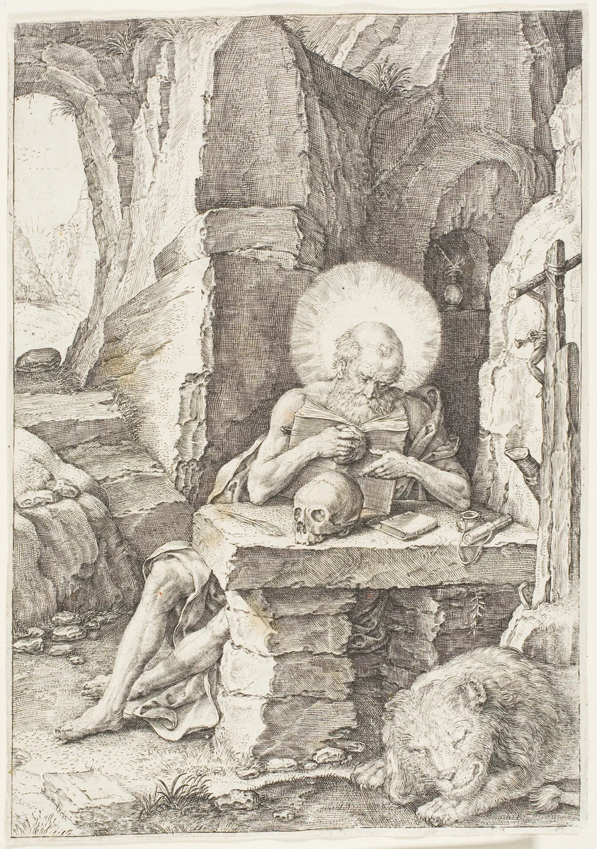 Saint Jerome by Raphael de Mey, print, 1500-1599