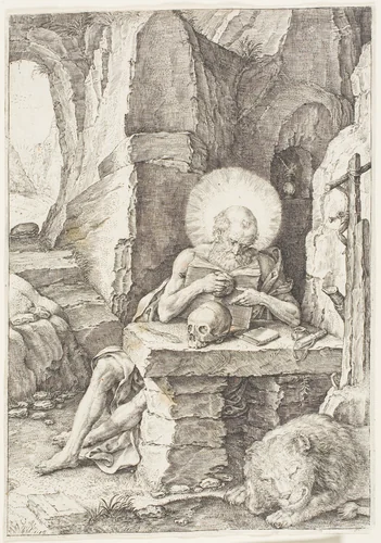 Saint Jerome by Raphael de Mey, print, 1500-1599