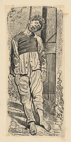 A young man hanged during the Mexican Revolution by José Guadalupe Posada, print, 1910-1915